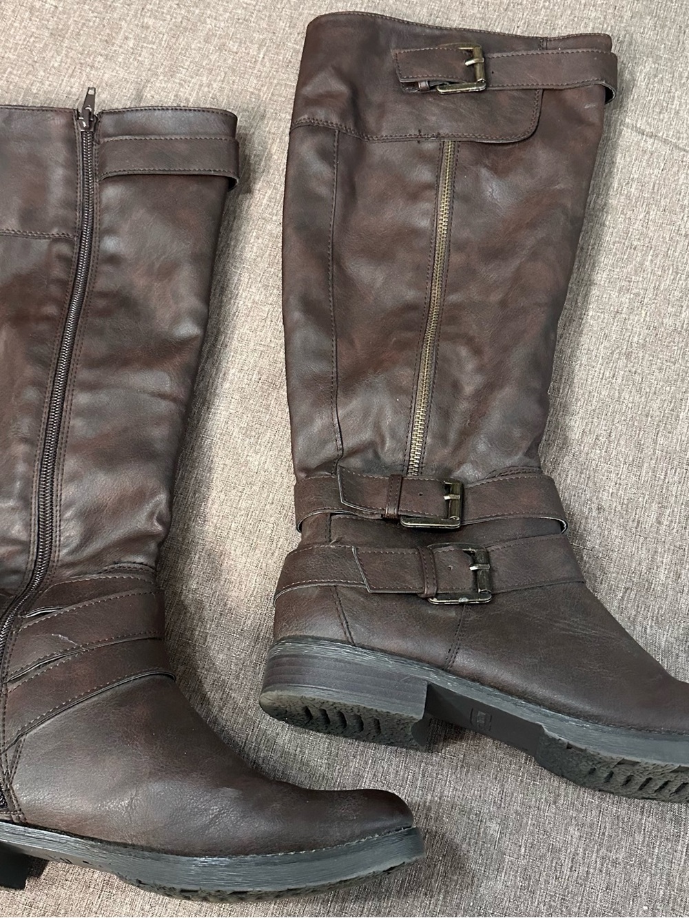 Maurices Dark Brown Knee-High Buckle Riding Boots